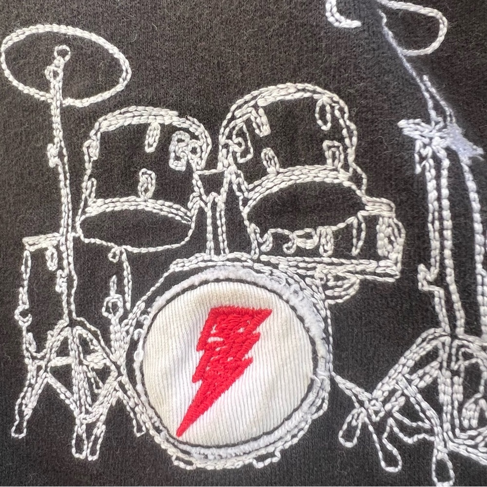 Drummer Rock n Roll Kids Black and Gray Varsity Jacket with Red Accents - Picture 3 of 7